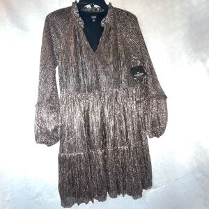 Cece Dresses Black/Copper Long Sleeves Mini Dress NWT Women’s Small